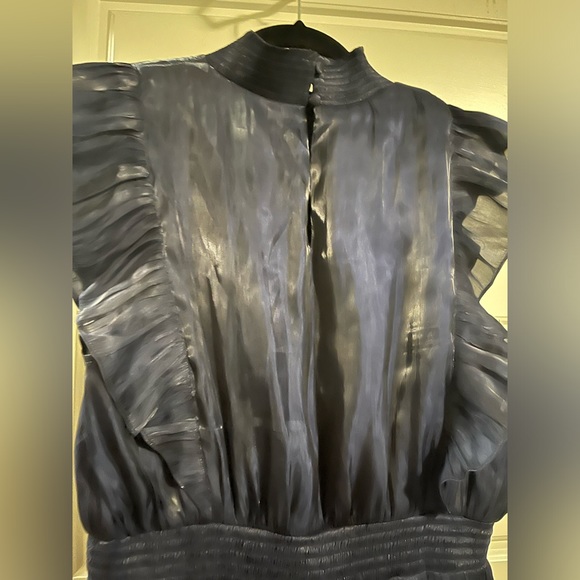 Lulus XL Take a Glance Navy Blue Tiered Mock Neck Midi Dress - Picture 7 of 9